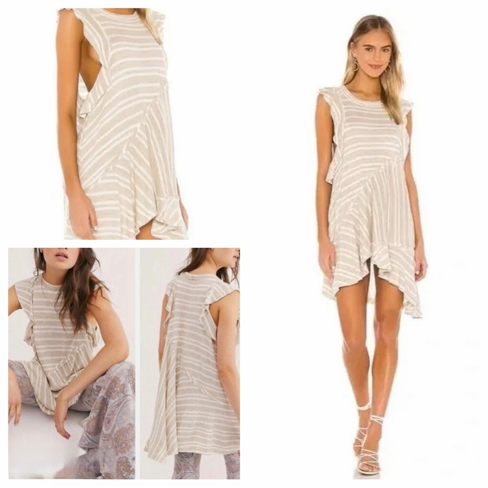 NWT free people between the lines Tunic dress    Cream tan